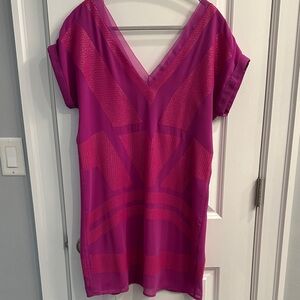 Chic Magenta V-Neck Women's Cocktail Dress